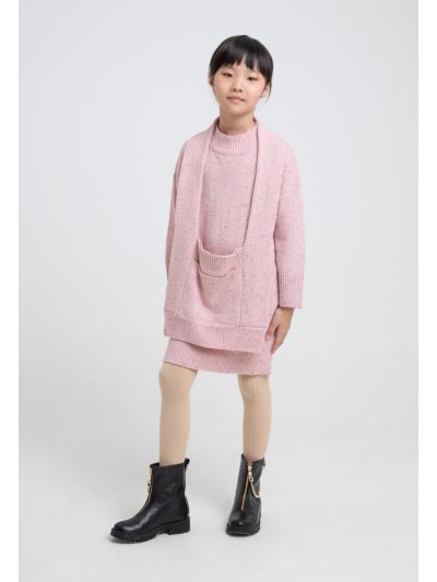 Knitted Long Sleeves Jumper With Self Fabric Crossbody Bag