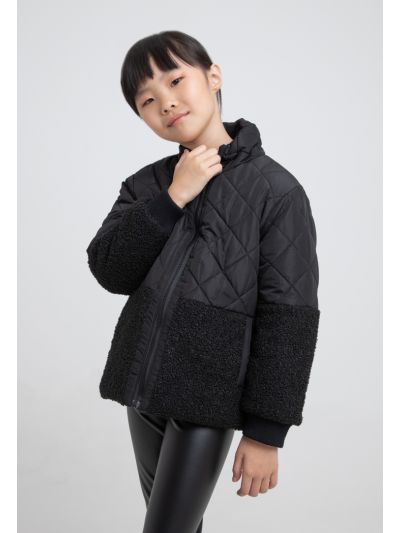 Colorblock Long Sleeves Front Zip Winter Jacket