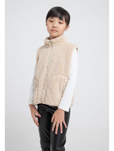 Solid Faux Fur Sleeveless Open Winter Gillet