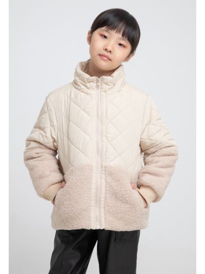Colorblock Long Sleeves Front Zip Winter Jacket