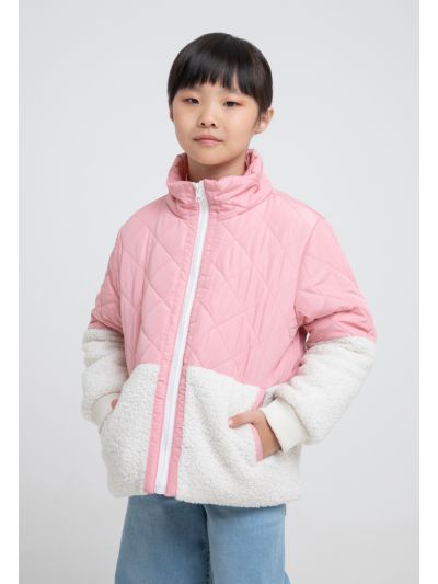 Colorblock Long Sleeves Front Zip Winter Jacket