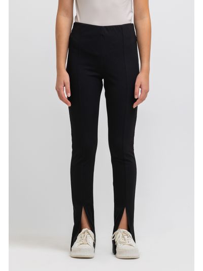 Flared Cut Front Slit High Rise Trousers -Sale