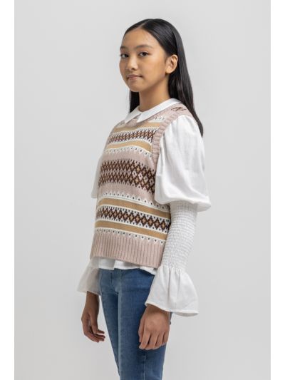 Knitted Multicolor Sleeveless Gilet -Sale