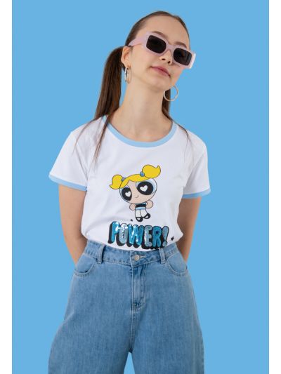 Powerpuff Girls Bubbles Sequins Digital Print T-Shirt