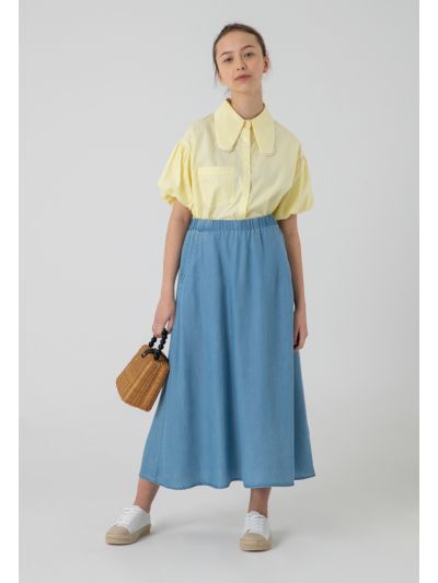 Maxi Denim Tencel Easy Pull On Skirt