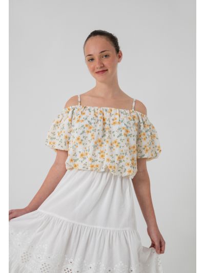 Elasticated Hem Cold Shoulder Blouse
