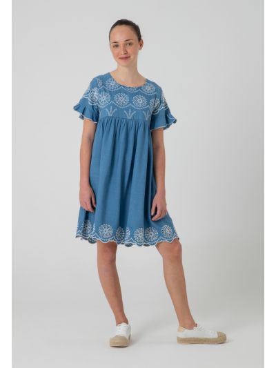 Scallop Floral Ruffle Lace Dress