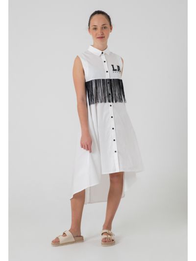 Fringes Yoke Sleeveless Dress