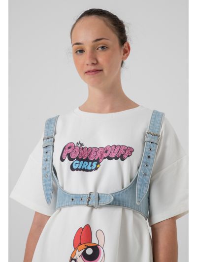 Denim Push Up Bust Harness Strap Corset