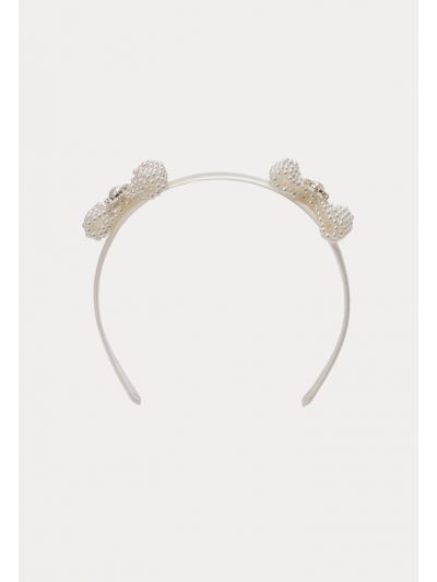 Pearl Bow Embellished Satin Headband -Sale