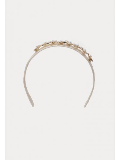 Alloy Beaded Crown Pearl Headband -Sale