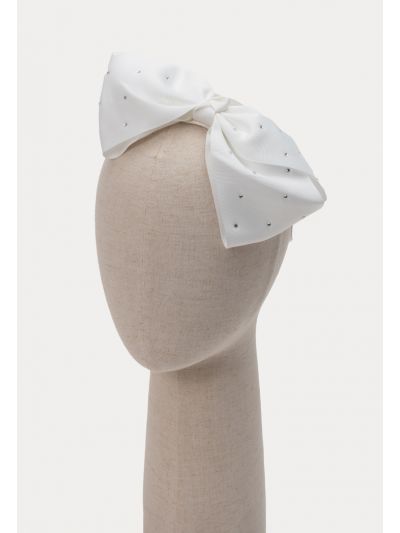 Rhinestones Studded Bow Ribbon Elastic Headband -Sale