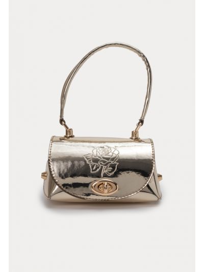 Metallic Floral Pattern Shoulder Bag -Sale