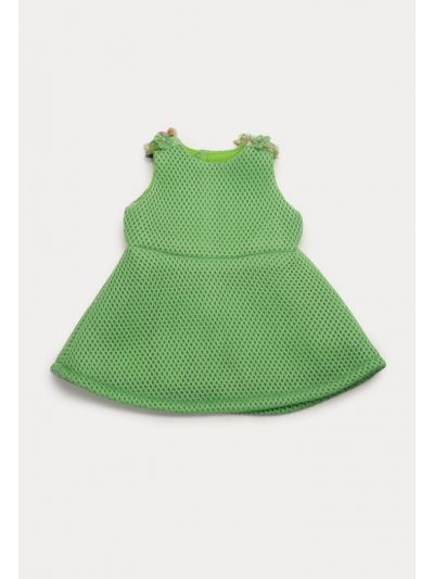 Textured Flowers Embellished Doll Dress -Sale