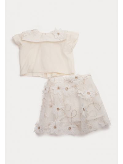 Tiered Short Sleeves Embellished Doll Dress -Sale