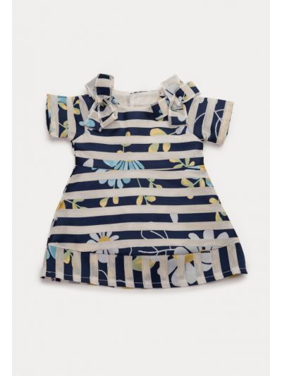 Contrasting Ribbons Striped Flowers Doll Dress -Sale