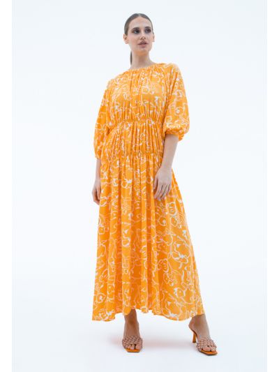 Elasticated Tiered Printed Flared Dress -Sale