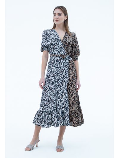 Double Tone Leopard Printed Dress -Sale
