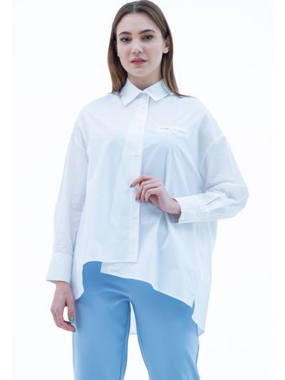 Asymmetrical Hem Loose Fit Solid Shirt