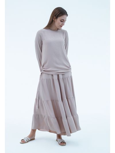 Tiered Solid Flare Trousers