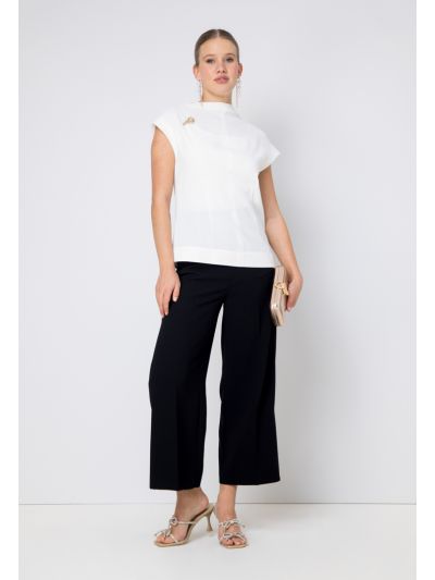High Waist Wide Leg Solid Trouser