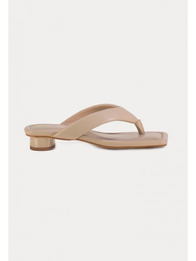 Padded Strap Square Toe Open Flat Sandals -Sale