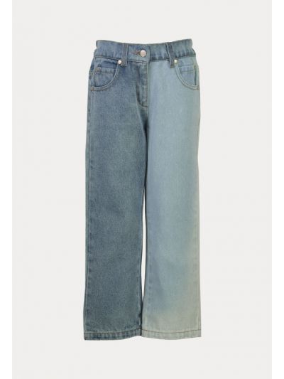 Contrasting Straight Cut Jeans -Sale
