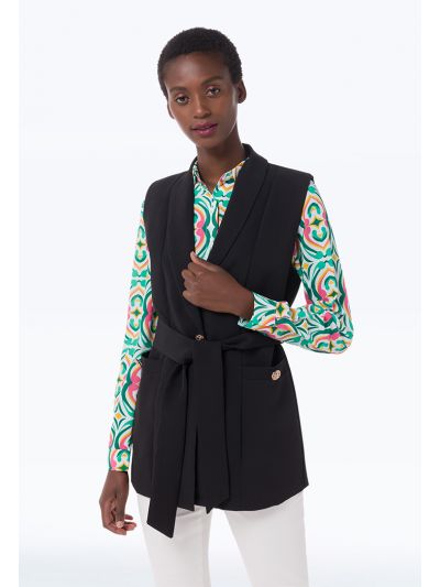 Sleeveless Lapel Neckline Blazer