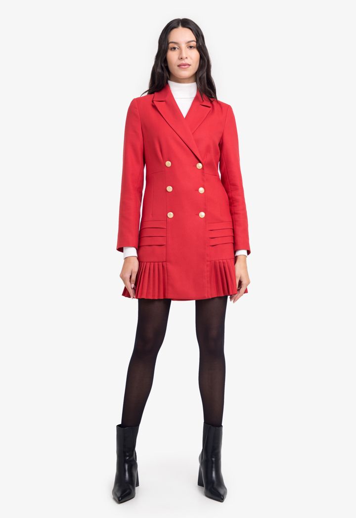 Double Breasted Pleated Blazer Sale