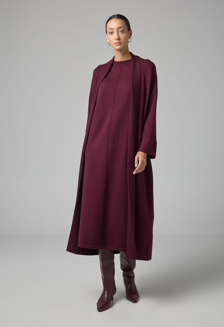 Solid Drop Shoulder Knitted Winter Abaya