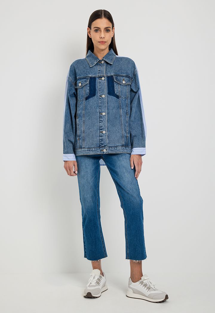 Multi color jean jacket sale