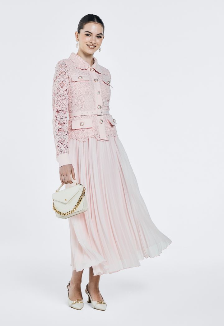 Lace pleated dress store