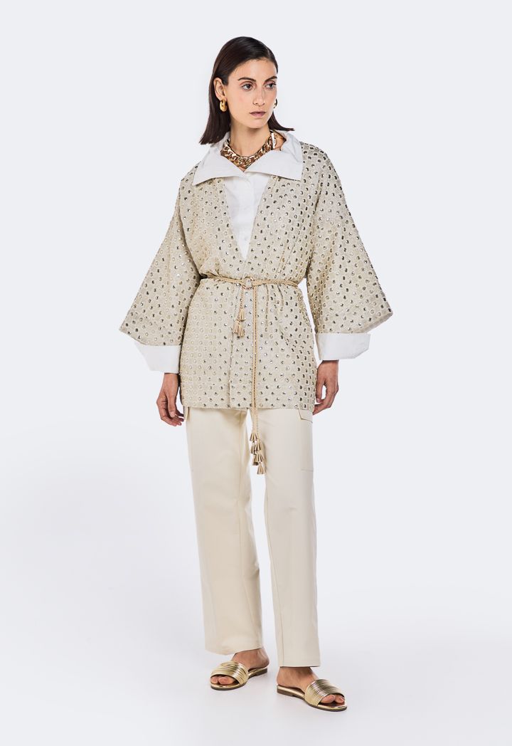 Embellished kimono jacket best sale