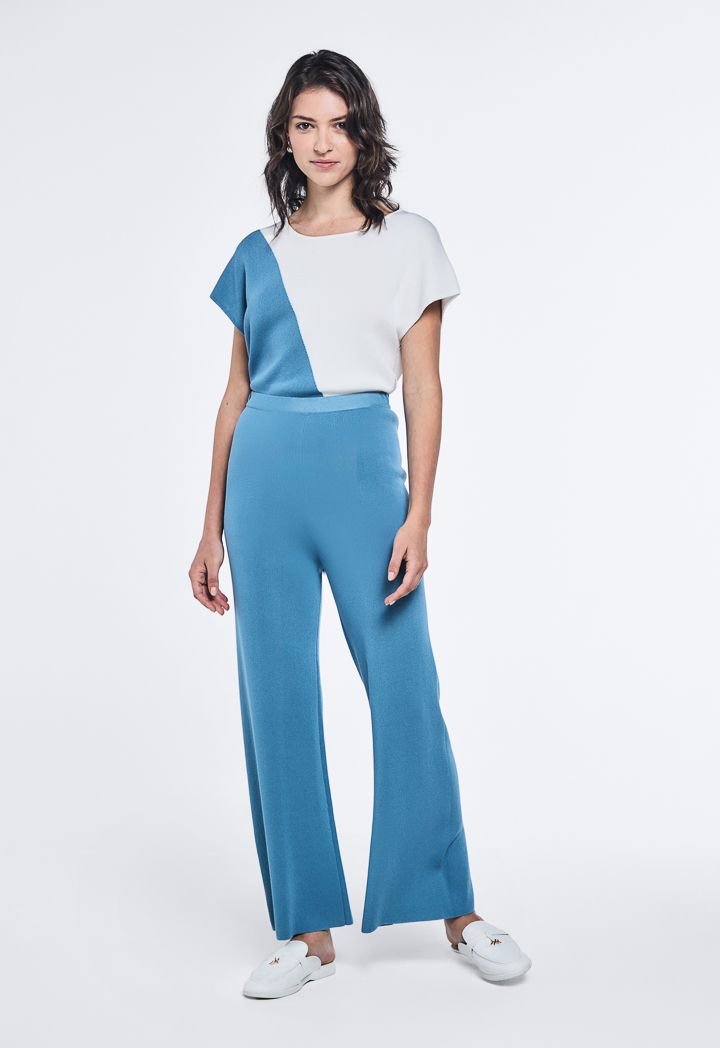Knitted wide leg trousers clearance