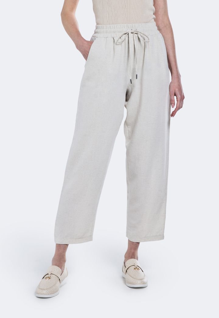Elasticated waist linen trousers ladies online