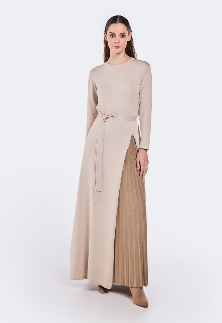 Knitted maxi dress with splits sales