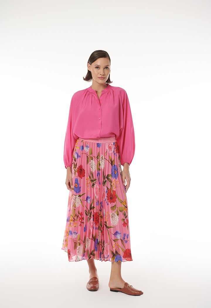 Floral Multi Pleated Maxi Skirt Sale