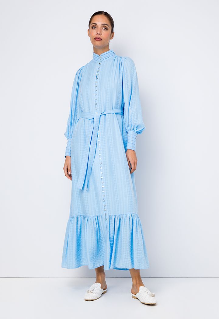 1901 long sleeve ruffle detail shirtdress shop
