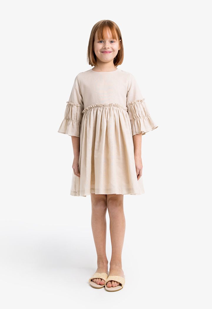 Solid ruffle dress sales