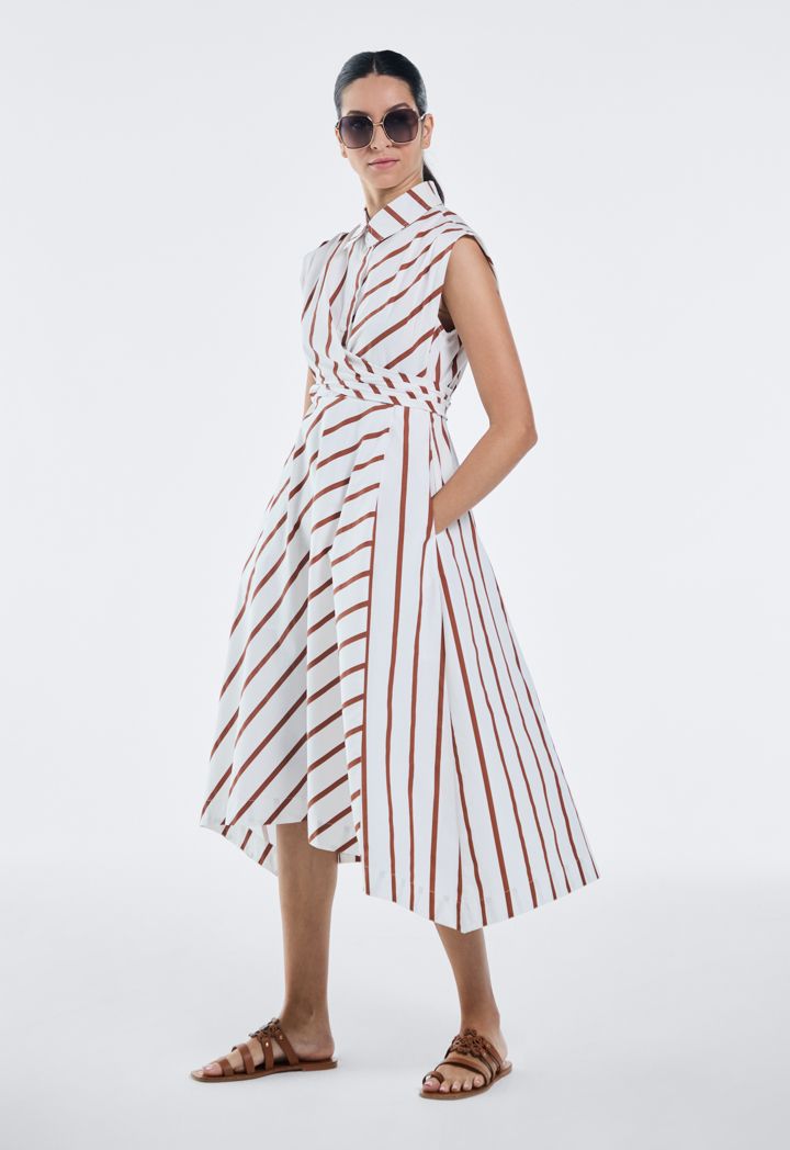 Striped Sleeveless Asymmetrical Hem Dress