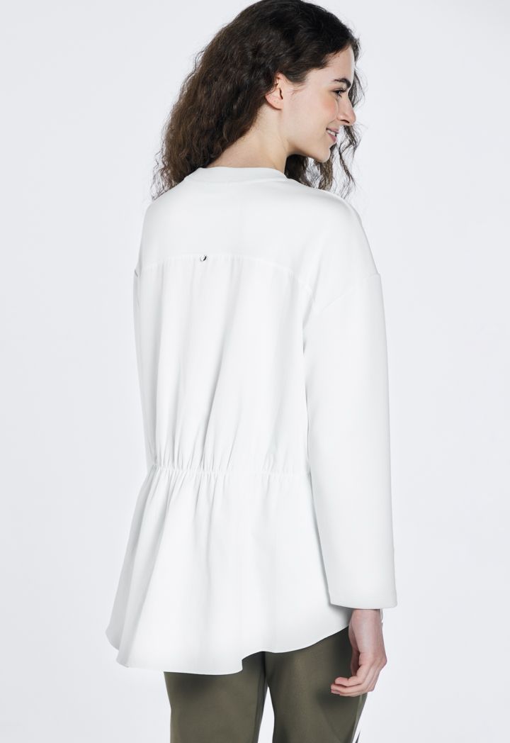 Printed Motif Back Elastic Waist Blouse