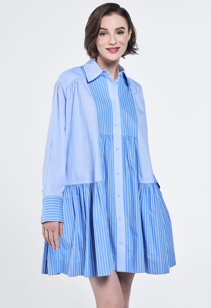 Striped oversized shirt dress top