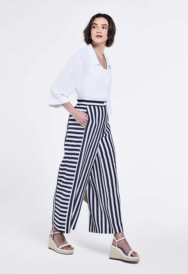 Wide Leg Striped Trousers