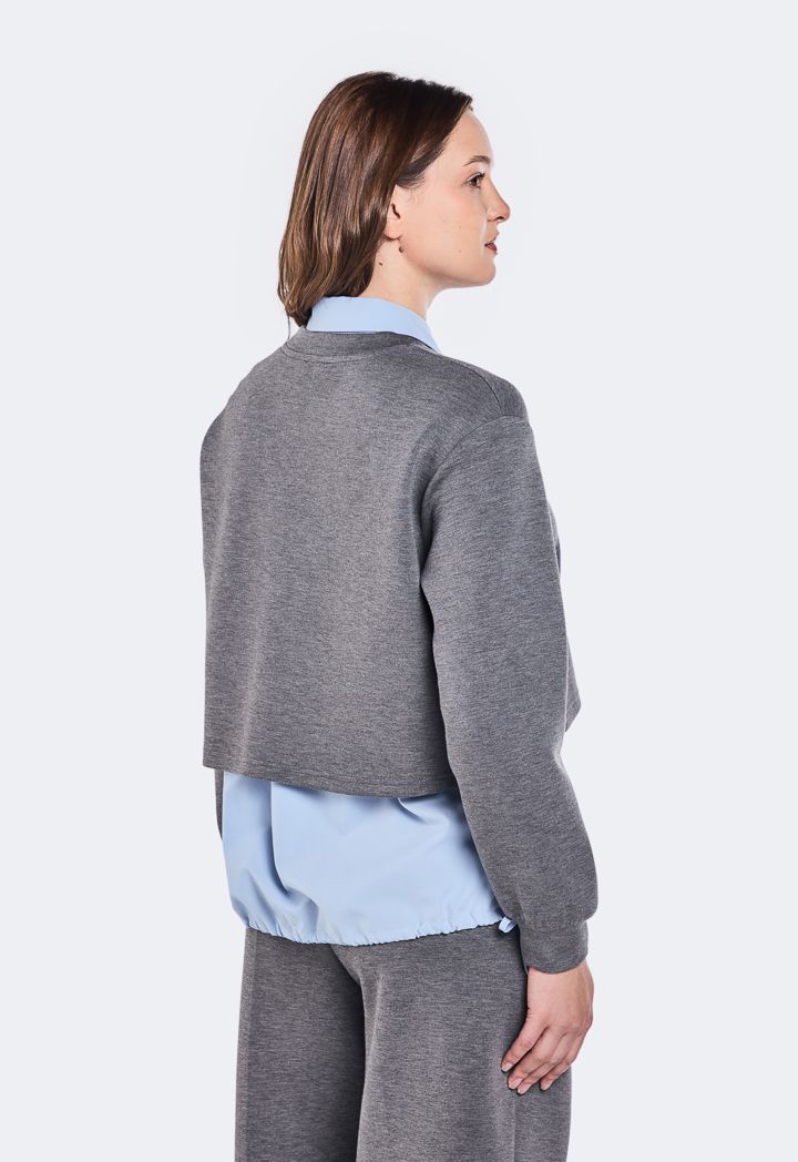 Grey sweater shirt combo cheap