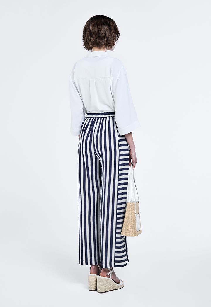 Navy blue and white striped palazzo pants cheap
