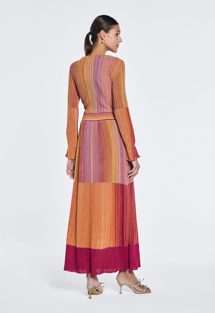 Multicolor Knitted Ribbed Maxi Dress