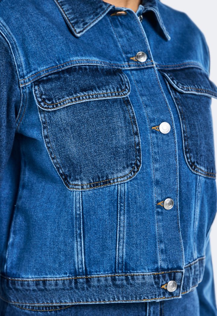★E.B.M★ Denim Block Jacket EMO4WJK090 STATE Bags | STATE x Wrangler Denim Jacket Colorblock Blue