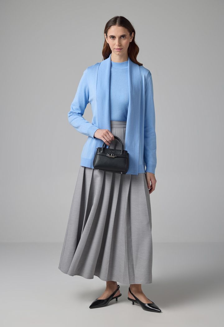 Blue skirt grey cardigan outlet