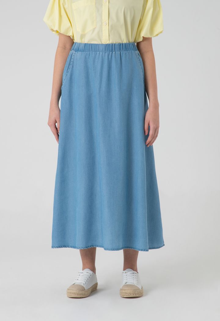 Denim maxi skirt tencel shop
