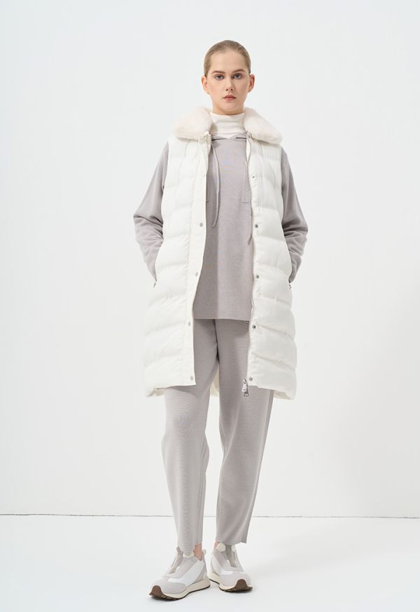 Solid Quilted Sleeveless Puffer Coat